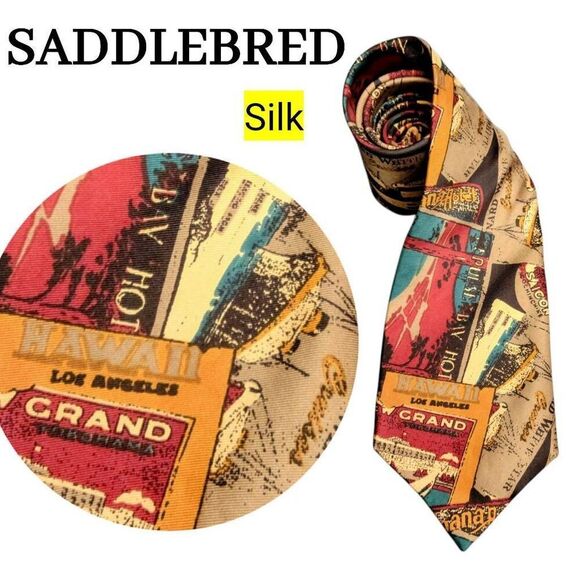 Tie Silk Nautical Sailing Ship Boat Cruise Postcards Travel Military Necktie - Picture 1 of 7